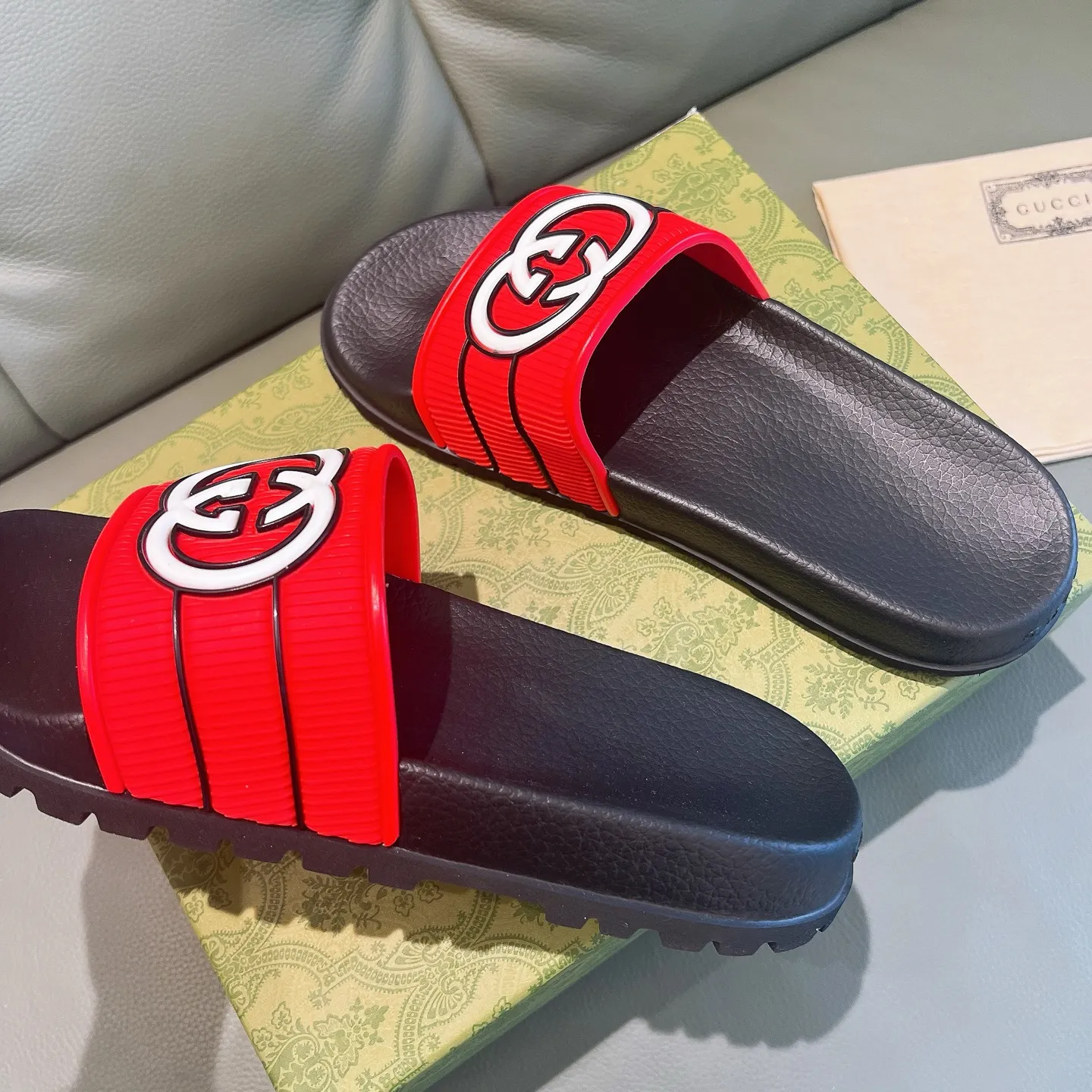 Men's Men's Shoes 130🐮🐮Gucci Gucci Slippers Gucci 2024 latest beach sandals slippers Original molding double G LOGO Original molding consistent Outsole: Men's Men's Shoes u double-layer outsole Size: 35-46